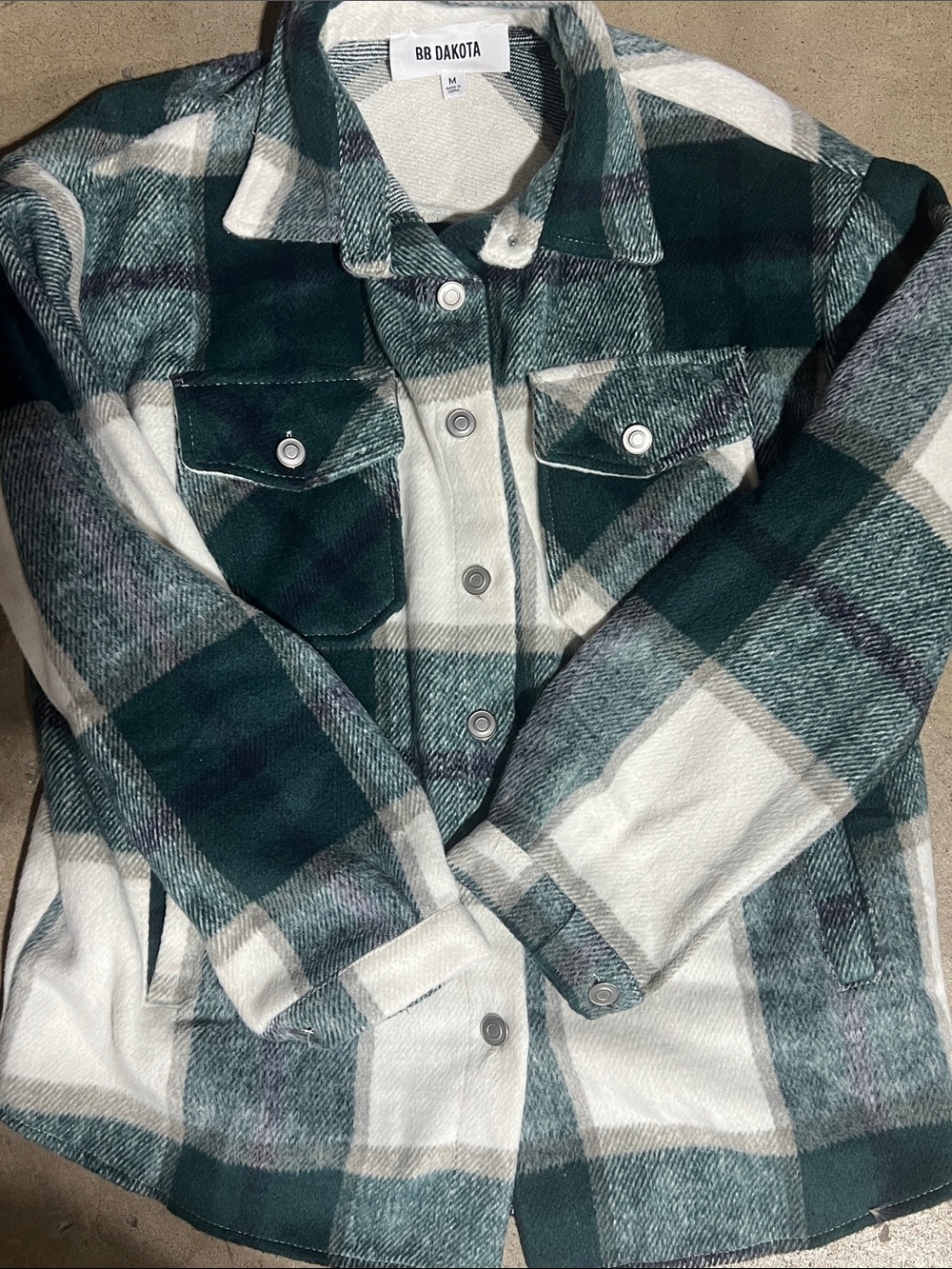 BB Dakota Green and White Plaid Women’s Shacket NWOT Sz Medium